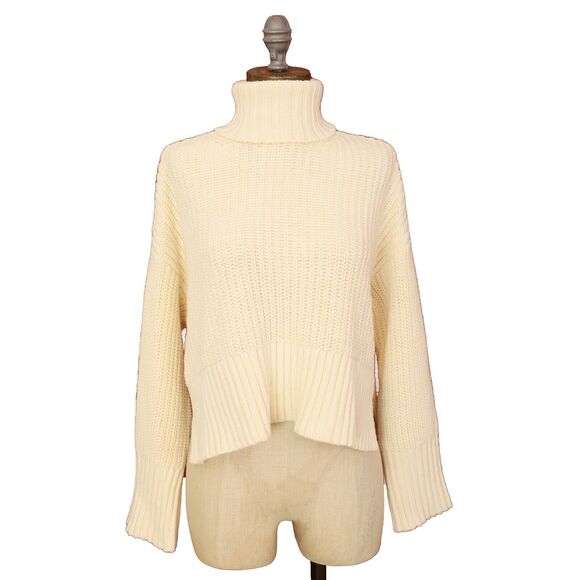 MADEWELL Wide Rib Turtleneck Sweater XXS Antique Cream Cableknit Pullover NWT B5 - Picture 2 of 6